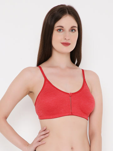 Berry's Intimatess Red Melange Center Net Seamless Comfort T-Shirt Bra - Non-Padded, Non-Wired