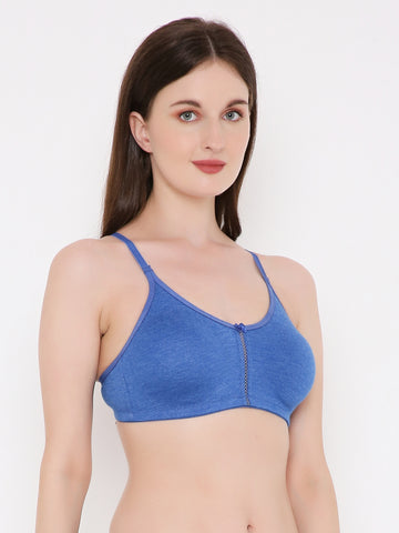 Berry's Intimatess Royal Blue Melange Center Net Seamless Comfort T-Shirt Bra - Non-Padded, Non-Wired