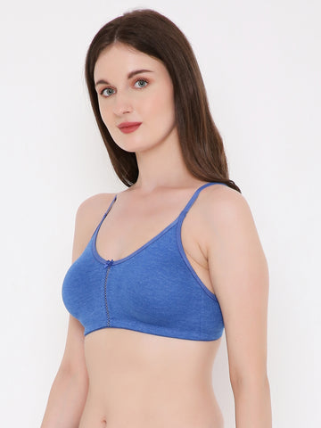 Berry's Intimatess Royal Blue Melange Center Net Seamless Comfort T-Shirt Bra - Non-Padded, Non-Wired