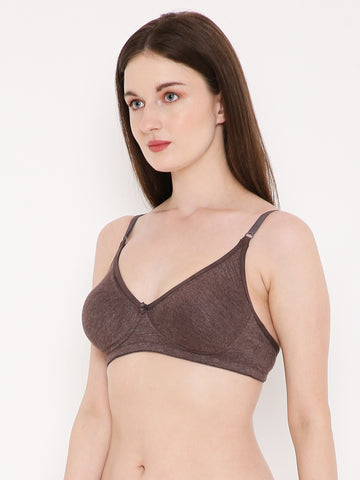 Berry's Intimatess Brown Melange Side Concealer Seamless Comfort T-Shirt Bra - Non-Padded, Non-Wired