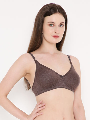 Berry's Intimatess Brown Melange Side Concealer Seamless Comfort T-Shirt Bra - Non-Padded, Non-Wired