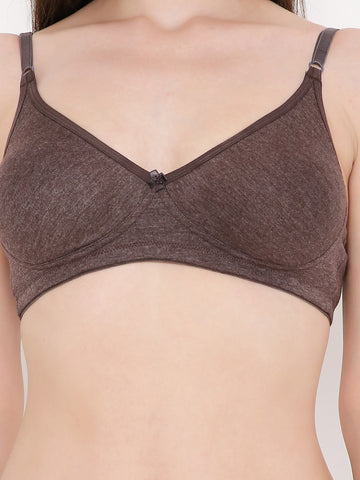 Berry's Intimatess Brown Melange Side Concealer Seamless Comfort T-Shirt Bra - Non-Padded, Non-Wired