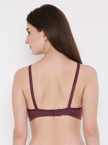 Berry's Intimatess Burgundy Melange Side Concealer Seamless Comfort T-Shirt Bra - Non-Padded, Non-Wired