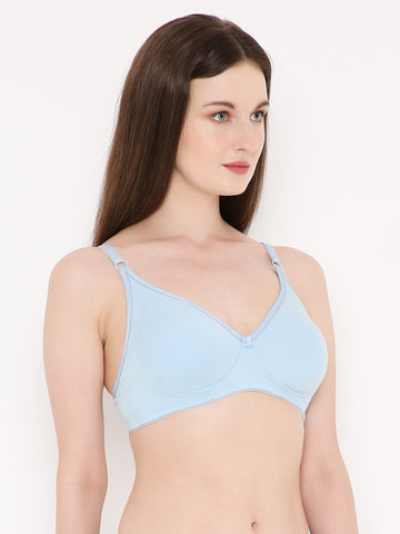 Berry's Intimatess Sky Blue Side Concealer Seamless Comfort T-Shirt Bra - Non-Padded, Non-Wired