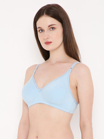 Berry's Intimatess Sky Blue Side Concealer Seamless Comfort T-Shirt Bra - Non-Padded, Non-Wired