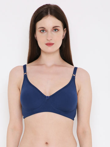 Berry's Intimatess Navy Blue Side Concealer Seamless Comfort T-Shirt Bra - Non-Padded, Non-Wired
