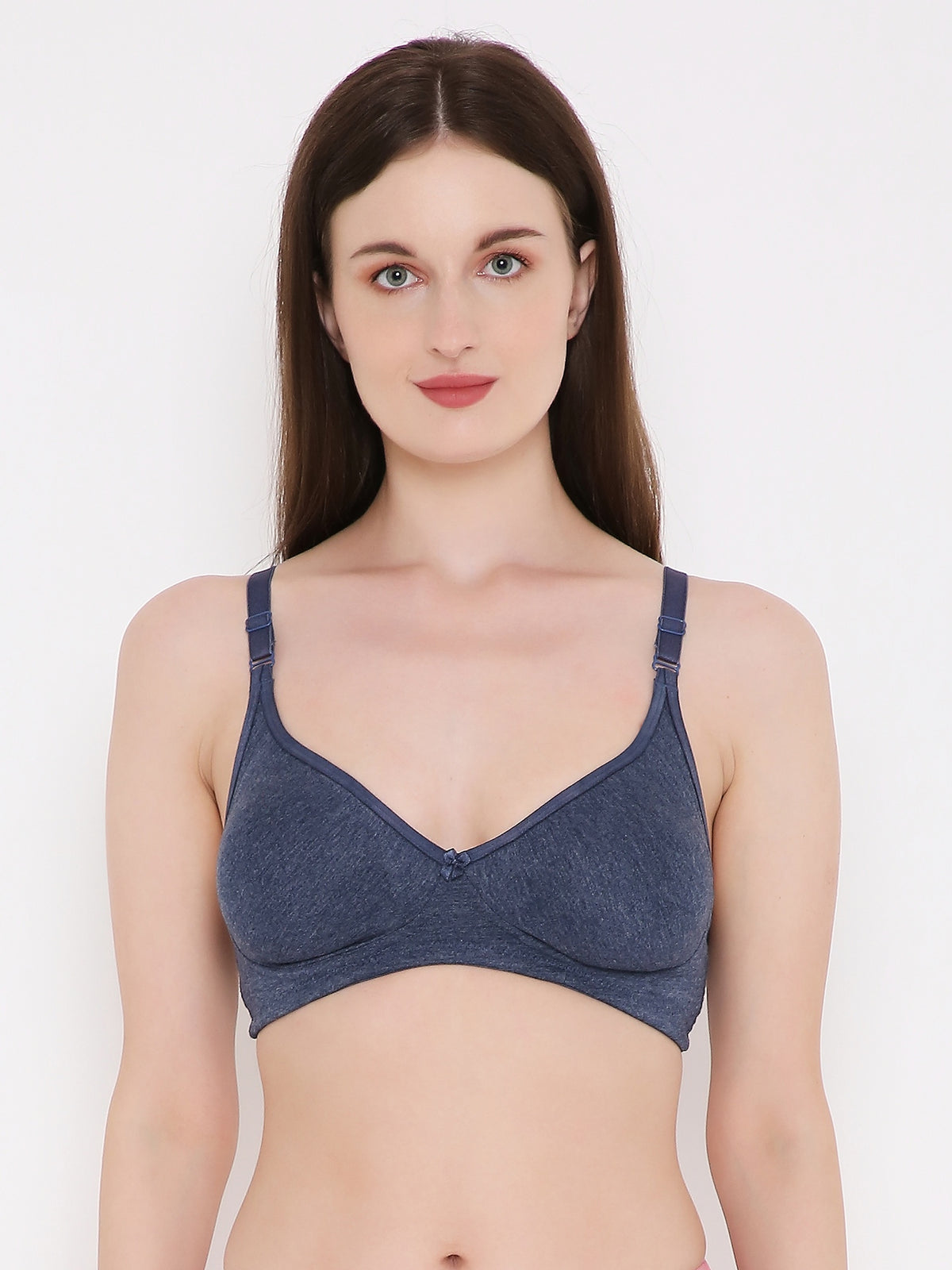 Berry's Intimatess Navy Blue Melange Side Concealer Seamless Comfort T-Shirt Bra - Non-Padded, Non-Wired