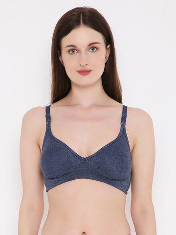 Berry's Intimatess Navy Blue Melange Side Concealer Seamless Comfort T-Shirt Bra - Non-Padded, Non-Wired