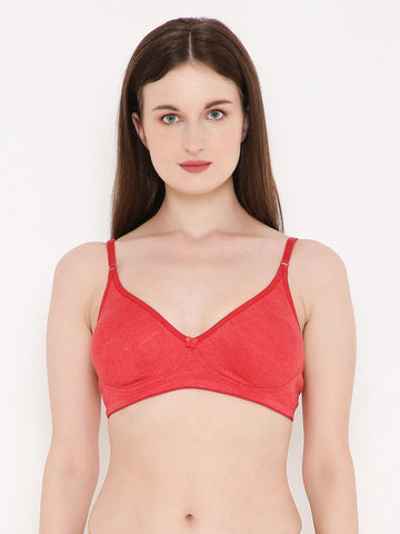 Berry's Intimatess Red Melange Side Concealer Seamless Comfort T-Shirt Bra - Non-Padded, Non-Wired