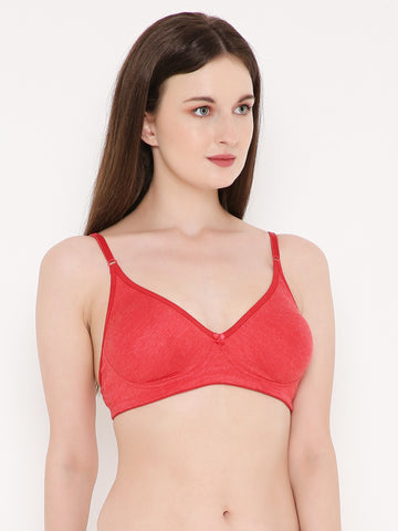 Berry's Intimatess Red Melange Side Concealer Seamless Comfort T-Shirt Bra - Non-Padded, Non-Wired
