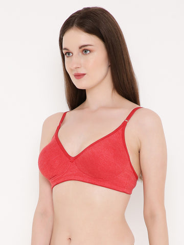 Berry's Intimatess Red Melange Side Concealer Seamless Comfort T-Shirt Bra - Non-Padded, Non-Wired