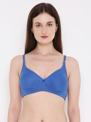 Berry's Intimatess Royal Blue Melange Side Concealer Seamless Comfort T-Shirt Bra - Non-Padded, Non-Wired