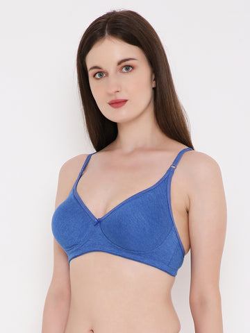 Berry's Intimatess Royal Blue Melange Side Concealer Seamless Comfort T-Shirt Bra - Non-Padded, Non-Wired