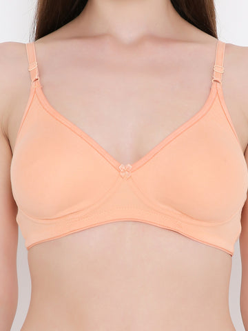 Berry's Intimatess Salmon Peach Side Concealer Seamless Comfort T-Shirt Bra - Non-Padded, Non-Wired