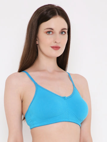 Berry's Intimatess Azure Blue Bottom Concealer Seamless Comfort T-Shirt Bra - Non-Padded, Non-Wired
