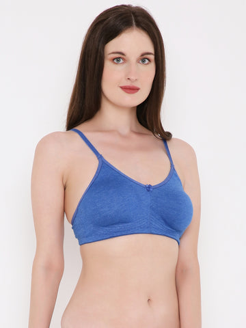 Berry's Intimatess Royal Blue Melange Bottom Concealer Seamless Comfort T-Shirt Bra - Non-Padded, Non-Wired