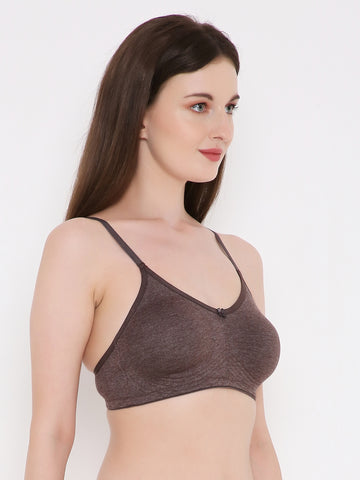 Berry's Intimatess Brown Melange Bottom Concealer Seamless Comfort T-Shirt Bra - Non-Padded, Non-Wired