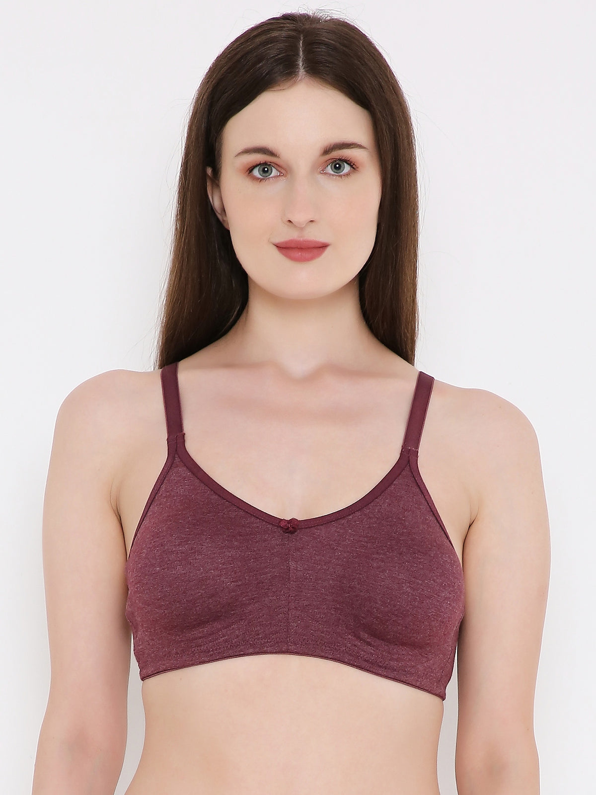 Berry's Intimatess Burgundy Melange Bottom Concealer Seamless Comfort T-Shirt Bra - Non-Padded, Non-Wired