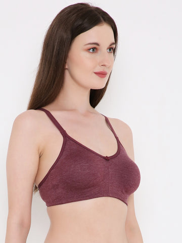 Berry's Intimatess Burgundy Melange Bottom Concealer Seamless Comfort T-Shirt Bra - Non-Padded, Non-Wired
