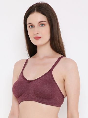 Berry's Intimatess Burgundy Melange Bottom Concealer Seamless Comfort T-Shirt Bra - Non-Padded, Non-Wired
