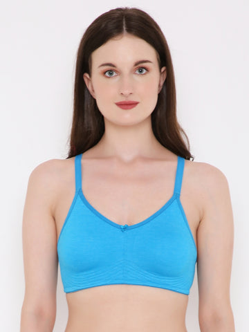 Berry's Intimatess Blue Melange Bottom Concealer Seamless Comfort T-Shirt Bra - Non-Padded, Non-Wired