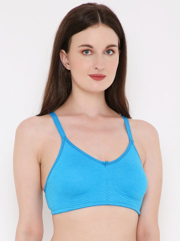 Berry's Intimatess Blue Melange Bottom Concealer Seamless Comfort T-Shirt Bra - Non-Padded, Non-Wired