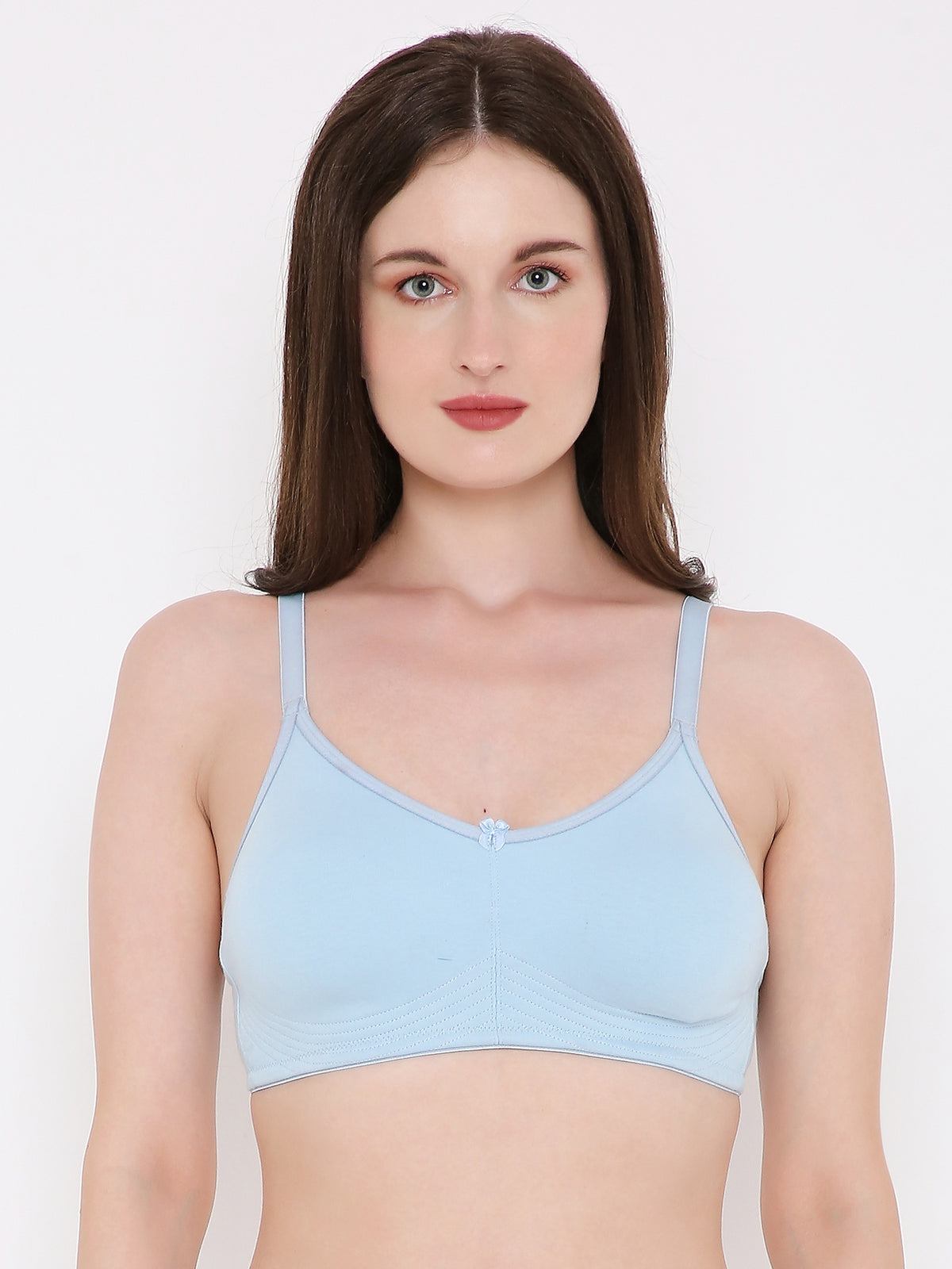 Berry's Intimatess Sky Blue Bottom Concealer Seamless Comfort T-Shirt Bra - Non-Padded, Non-Wired
