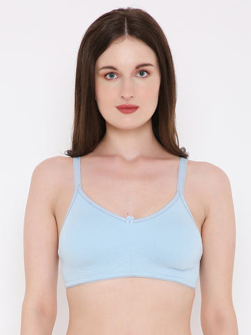 Berry's Intimatess Sky Blue Bottom Concealer Seamless Comfort T-Shirt Bra - Non-Padded, Non-Wired