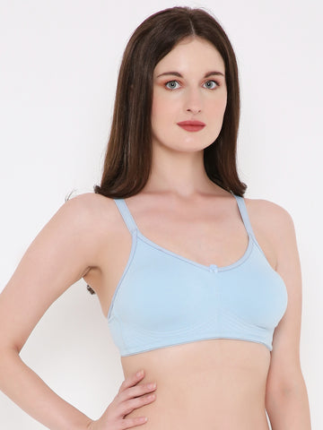 Berry's Intimatess Sky Blue Bottom Concealer Seamless Comfort T-Shirt Bra - Non-Padded, Non-Wired