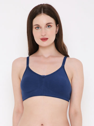 Berry's Intimatess Navy Blue Bottom Concealer Seamless Comfort T-Shirt Bra - Non-Padded, Non-Wired