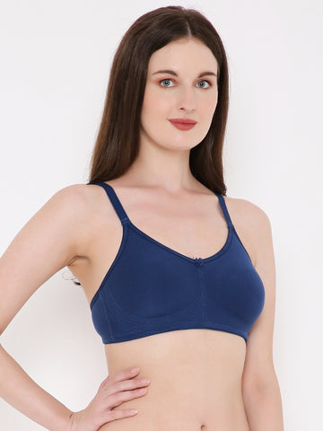 Berry's Intimatess Navy Blue Bottom Concealer Seamless Comfort T-Shirt Bra - Non-Padded, Non-Wired