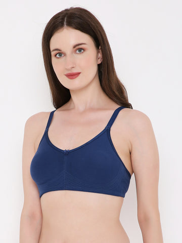 Berry's Intimatess Navy Blue Bottom Concealer Seamless Comfort T-Shirt Bra - Non-Padded, Non-Wired