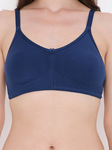 Berry's Intimatess Navy Blue Bottom Concealer Seamless Comfort T-Shirt Bra - Non-Padded, Non-Wired
