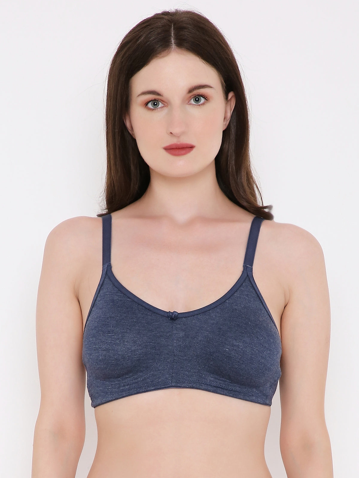 Berry's Intimatess Navy Blue Melange Bottom Concealer Seamless Comfort T-Shirt Bra - Non-Padded, Non-Wired