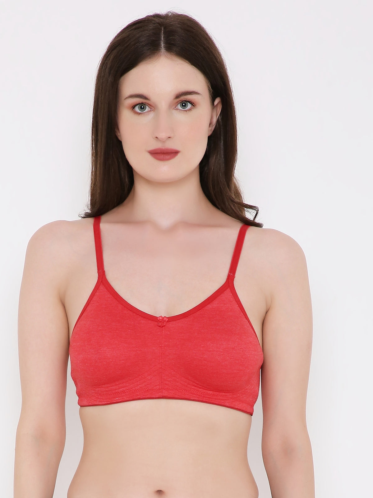 Berry's Intimatess Red Melange Bottom Concealer Seamless Comfort T-Shirt Bra - Non-Padded, Non-Wired