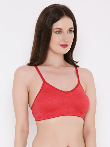 Berry's Intimatess Red Melange Bottom Concealer Seamless Comfort T-Shirt Bra - Non-Padded, Non-Wired