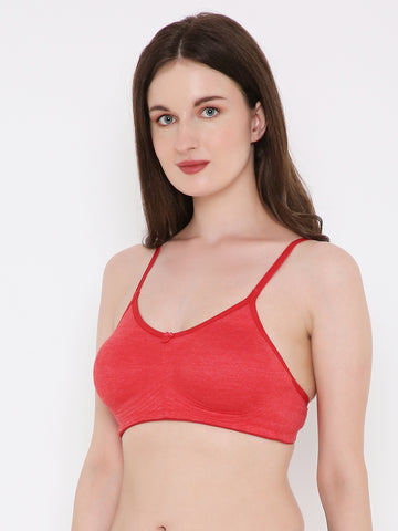 Berry's Intimatess Red Melange Bottom Concealer Seamless Comfort T-Shirt Bra - Non-Padded, Non-Wired
