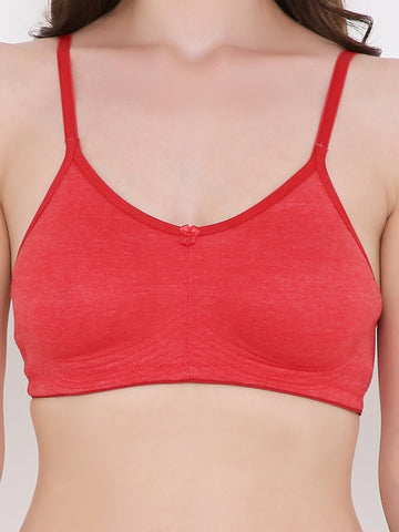 Berry's Intimatess Red Melange Bottom Concealer Seamless Comfort T-Shirt Bra - Non-Padded, Non-Wired