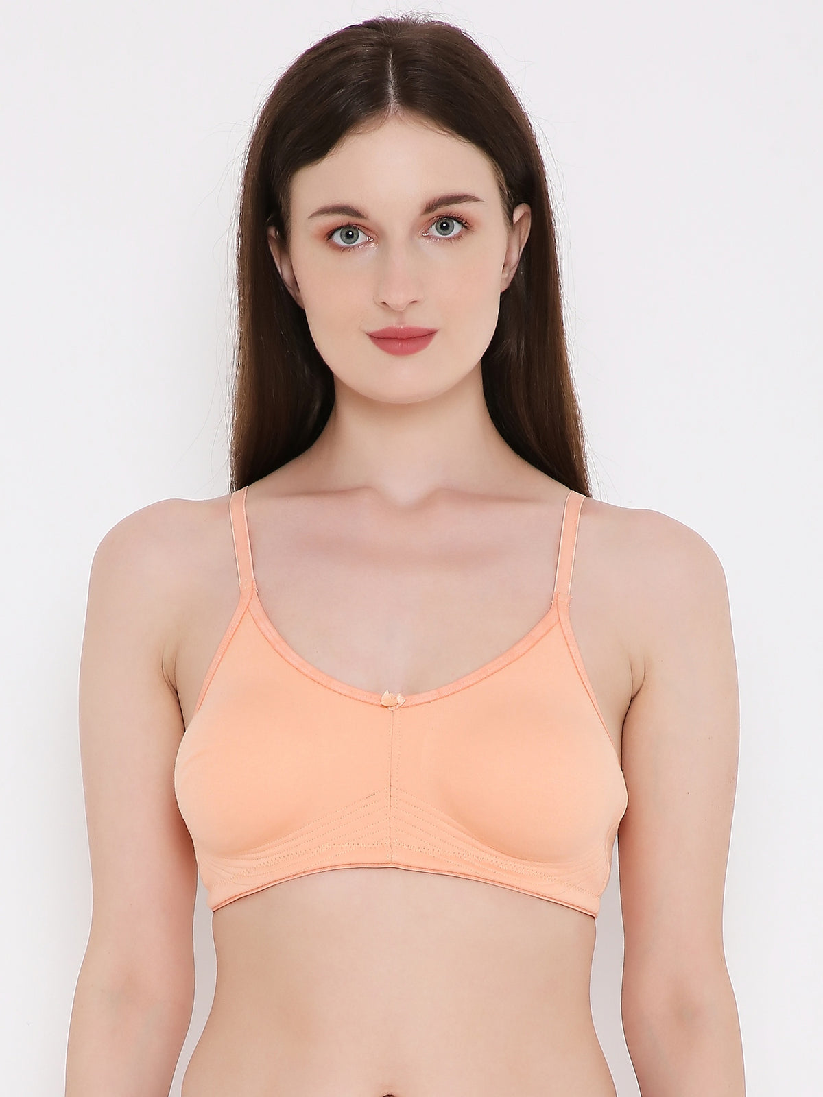 Berry's Intimatess Salmon Peach Bottom Concealer Seamless Comfort T-Shirt Bra - Non-Padded, Non-Wired