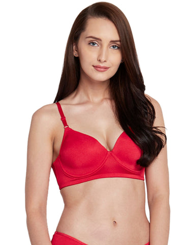 Berry's Intimatess Red color Underwired & Heavily Padded with Medium Coverage Push-Up Bra