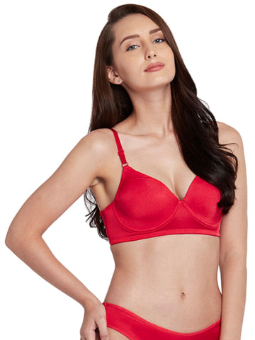 Berry's Intimatess Red color Underwired & Heavily Padded with Medium Coverage Push-Up Bra