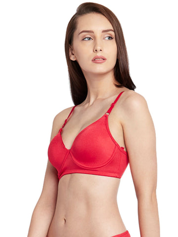Berry's Intimatess Red color Underwired & Heavily Padded with Medium Coverage Push-Up Bra