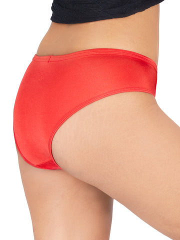 Berry's Intimatess Red Women's Mid Rise Soft Poly Bikini Panty