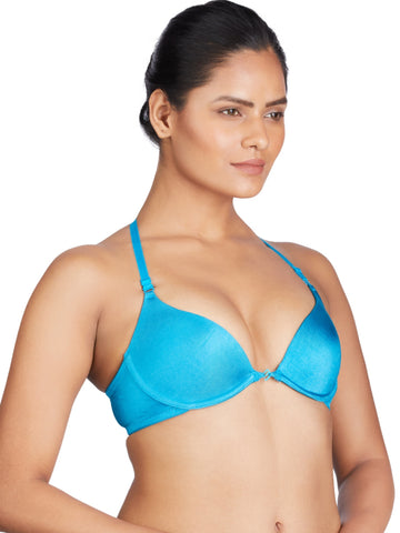 Berry's Intimatess Blue color Underwired & Heavily Padded with Half Coverage Balconette Bra