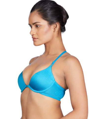 Berry's Intimatess Blue color Underwired & Heavily Padded with Half Coverage Balconette Bra