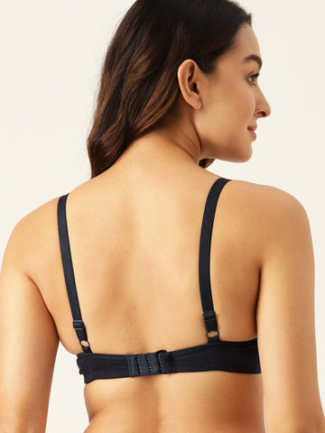 Berry's Intimatess Navy Blue Bottom Concealer Seamless Comfort T-Shirt Bra - Non-Padded, Non-Wired