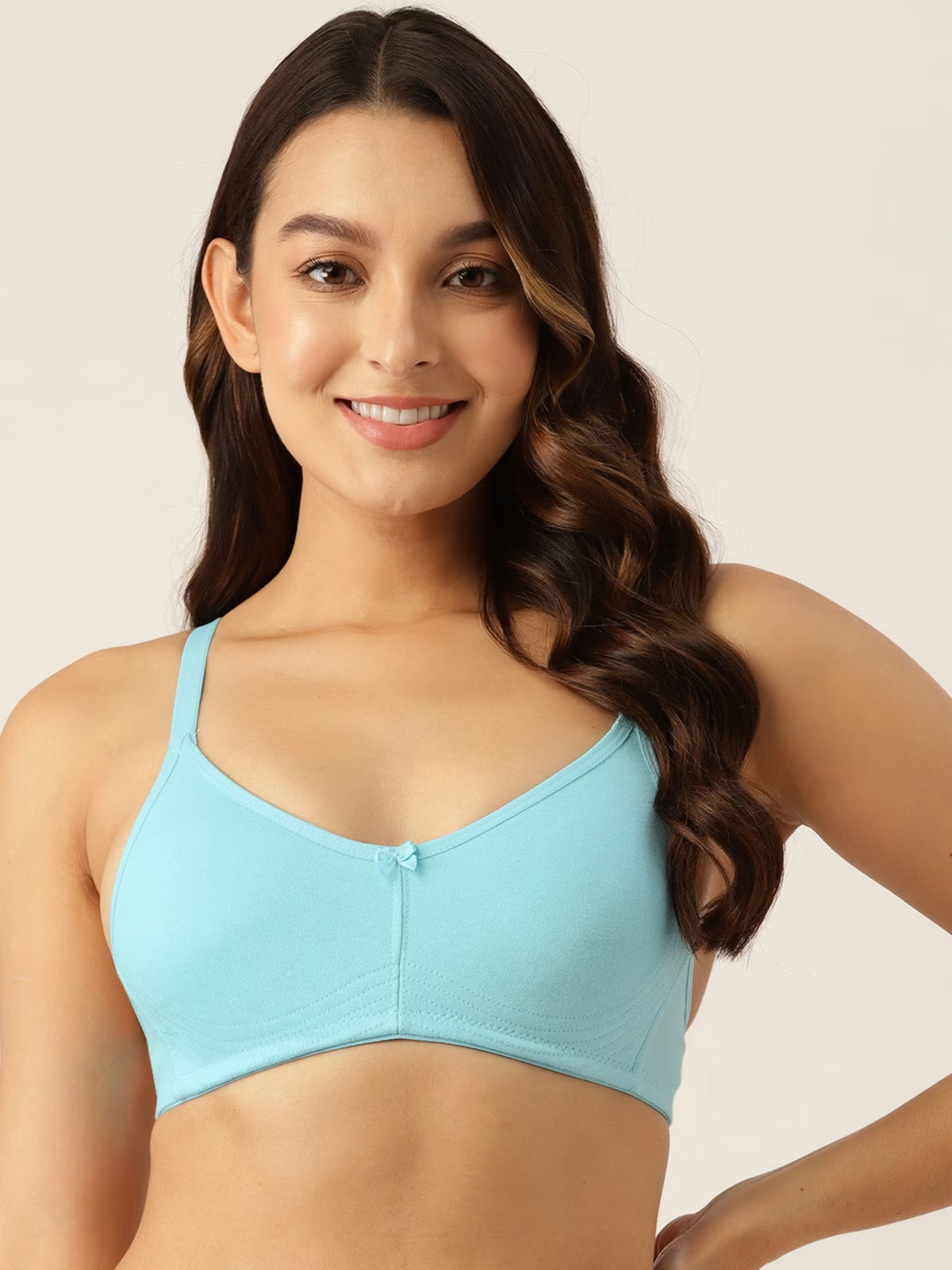 Berry's Intimatess Azure Blue Bottom Concealer Seamless Comfort T-Shirt Bra - Non-Padded, Non-Wired