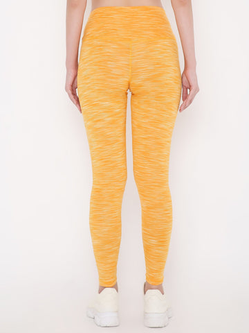 Berrys Intimatess Yellow Milange Colour Ankle Length Self Design Sports Leggings