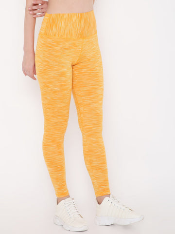 Berrys Intimatess Yellow Milange Colour Ankle Length Self Design Sports Leggings