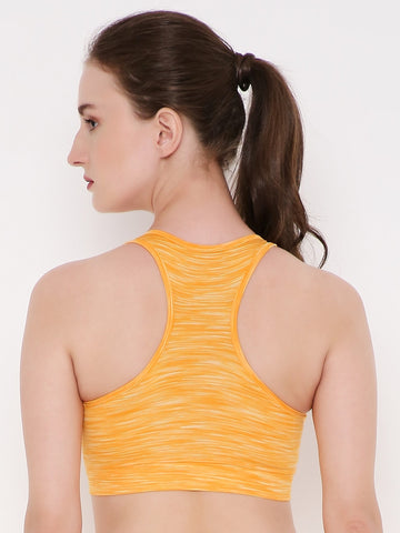 Berry's Intimatess Yellow Melange Colour Removable Padding with Rapid-Dry Technology Sports Bra